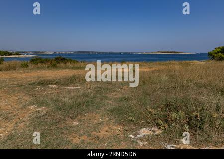 Heißes Wetter in Kroatien trocknete Boden auf der Kamenjak-Halbinsel in Kroatien Stockfoto