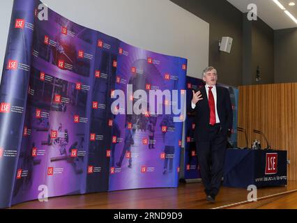 (160511) -- LONDON, 11. Mai 2016 -- der frühere britische Premierminister Gordon Brown zeigt seine erste große öffentliche Rede der europäischen Referendumskampagne an der London School of Economics and Political Science in London, England am 11. Mai 2016. ) GROSSBRITANNIEN-LONDON-GORDON BROWN-PUBLIC SPEECH-EU REFERENDUM HanxYan PUBLICATIONxNOTxINxCHN 160511 London 11. Mai 2016 der frühere britische Premierminister Gordon Brown zeigt seine erste große öffentliche Rede der Europäischen Referendumskampagne AN der London School of Economics and Political Science in London England AM 11. Mai 2016 Stockfoto