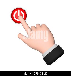 Ein Mann, der einen ein-/Ausschalter drückt. Stockfoto