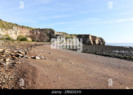 Der Blast Beach und der Blick auf Nose's Point, Durham Heritage Coast, Seaham, County Durham, Großbritannien Stockfoto