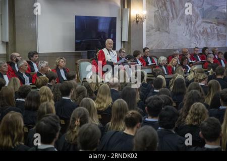 Brüssel, Belgien. September 2023. Der Brüsseler Generalstaatsanwalt Johan Delmulle hält eine Rede anlässlich der Eröffnung des neuen Gerichtsjahres des Berufungsgerichts (Hof van Beroep-Cour d'Appel), Freitag, den 1. September 2023 in Brüssel. BELGA PHOTO LAURIE DIEFFEMBACQ Credit: Belga News Agency/Alamy Live News Stockfoto