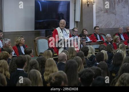 Brüssel, Belgien. September 2023. Der Brüsseler Generalstaatsanwalt Johan Delmulle hält eine Rede anlässlich der Eröffnung des neuen Gerichtsjahres des Berufungsgerichts (Hof van Beroep-Cour d'Appel), Freitag, den 1. September 2023 in Brüssel. BELGA PHOTO LAURIE DIEFFEMBACQ Credit: Belga News Agency/Alamy Live News Stockfoto