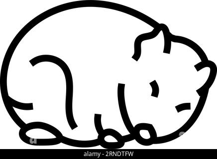Hamster schlafende Haustier Linie Symbol Vektor Illustration Stock Vektor
