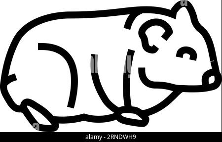 Vektorillustration für das stehende Haustier-Liniensymbol des Hamsters Stock Vektor