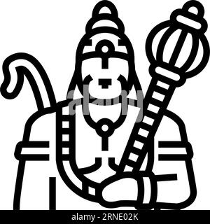 hanuman-Gott-indische Linie Icon Vektor-Illustration Stock Vektor