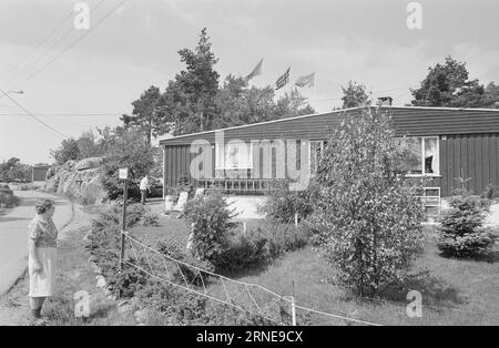 Aktuell 26 - 6 - 1974: Aber die Konvoi-Stadt blüht.es fehlte nicht an düsteren Vorhersagen, aber Convoibyen steht heute als blühendes Denkmal für Leif Heimstads Idee einer separaten Lebensumgebung für Kriegssegler. Foto: Ivar Aaserud / aktuell / NTB ***FOTO NICHT VERARBEITET*** dieser Text wurde automatisch übersetzt! Stockfoto