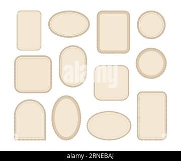 Vintage Beige Frame Kollektion. Emptu Frame-Bezeichnungen für Einladungen, Rahmen, Menüs und Bezeichnungen. Grafische Gestaltung der Website, Cafés, Boutiquen, Tags, Hochzeitseinladungen. Stock Vektor