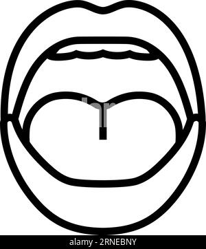 o Vektorillustration mit animiertem Liniensymbol im Mund Stock Vektor