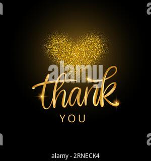 Danke, Glitzer-Text. Glänzende, funkelnde 3D-Vektorgrafik mit goldener Schrift Stock Vektor