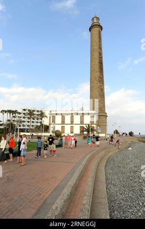 Der Leuchtturm von Maspalomas. San Bartolome de Tirajana, Gran Canaria, Spanien. Stockfoto