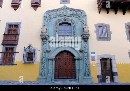 Casa de Colon, Südfassade (16. Jahrhundert). Las Palmas de Gran Canaria, Kanarische Inseln, Spanien. Stockfoto