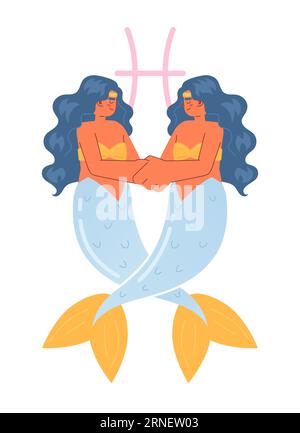 Pisces-Sternzeichen flaches Konzept Vektor-Spot-Illustration Stock Vektor
