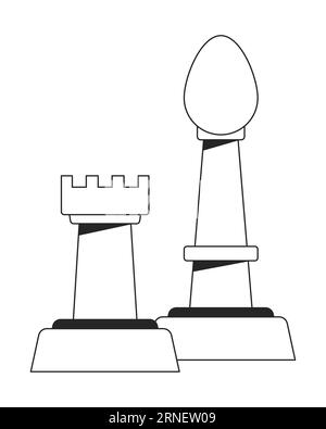 Schachstücke flaches monochromes isoliertes Vektorobjekt Stock Vektor