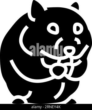 Hamster mit Nahrung Haustier Glyphen Symbol Vektor Illustration Stock Vektor
