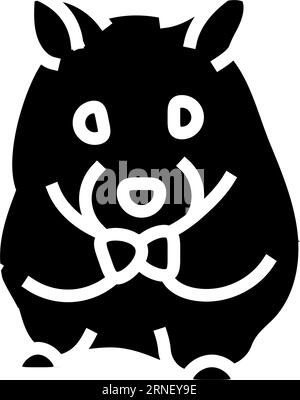 Niedlicher Hamster sitzender Haustier Glyphensymbol Vektor Illustration Stock Vektor