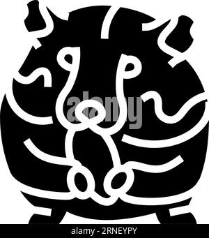Hamster isst Haustier Glyphen Symbol Vektor Illustration Stock Vektor