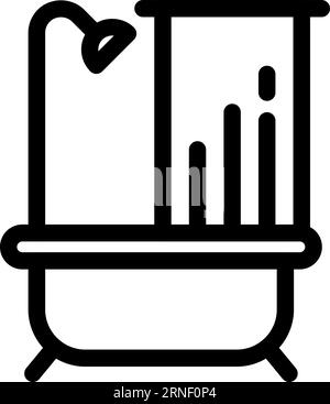 Lineares Symbol für Badewanne. Symbol für Duschmöbel im Badezimmer Stock Vektor