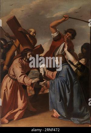 Christus trägt das Kreuz trifft auf Veronica 1657 von Antonio Arias Fernández Stockfoto