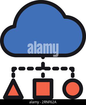 Symbol für Cloud-Computing-Dienst. Symbol der Farbsoftware Stock Vektor