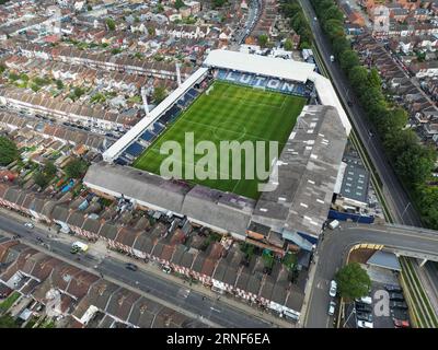 Eine Drohnenansicht vor dem Spiel der Premier League in Kenilworth Road, Luton. Bilddatum: Freitag, 1. September 2023. Stockfoto