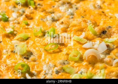 Hausgemachte warme Buffalo Chicken Dip mit Käse und Chips Stockfoto