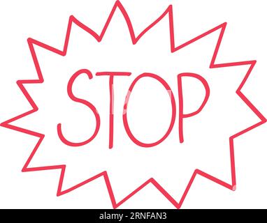 Hör auf, mit dem Ballon-Doodle. Handgezeichnete Luftblase Stock Vektor