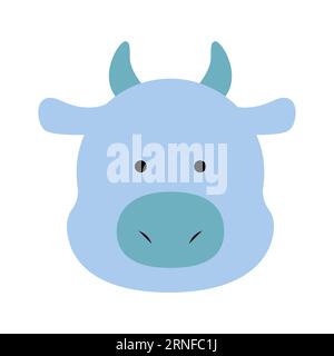 Chinesisches Tierkreistier im flachen Stil, Stier. Vektorillustration Stock Vektor