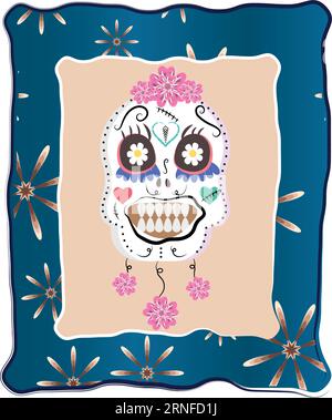 Porträt mit dekoriertem Schädel Dia de muertos Vektor Stock Vektor
