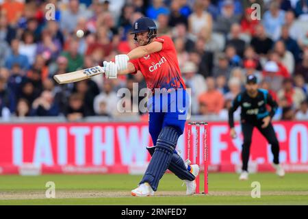 Manchester, Großbritannien. September 2023. Will Jacks #85 of England in Batting Action beim zweiten Vitality T20 International Match England vs New Zealand in Old Trafford, Manchester, Großbritannien, 1. September 2023 (Foto: Conor Molloy/News Images) in Manchester, Großbritannien am 2023. (Foto: Conor Molloy/News Images/SIPA USA) Credit: SIPA USA/Alamy Live News Stockfoto