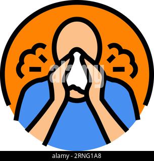 Husten Niesen Krankheit Symptom Farbe Symbol Vektor Illustration Stock Vektor