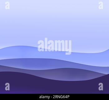 Geschichtete und wellige hellblaue und blaue Linien mit Schatten. Hochauflösender abstrakter Hintergrund im Vollformat mit Kopierbereich. Stockfoto
