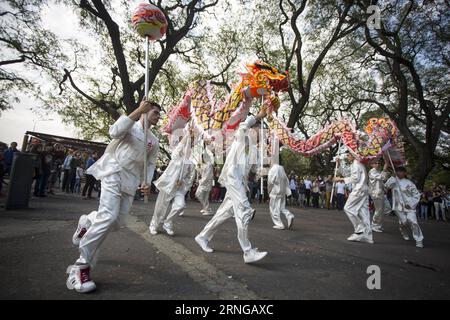 (160918) -- BUENOS AIRES, 17. September 2016 -- Mitglieder einer Kampfkunstschule führen Drachentanz während der Feierlichkeiten des Mid-Autumn Festivals in Buenos Aires, Argentinien, am 17. September 2016 auf. Buenos Aires veranstaltet am Samstag Feierlichkeiten des Mid-Autumn Festivals mit Musik, Gastronomie und typischen Tänzen Chinas. ) (jp) (fnc)(yy) ARGENTINA-BUENOS AIRES-CHINA-CULTURE-FESTIVAL MARTINxZABALA PUBLICATIONxNOTxINxCHN Buenos Aires 17. September 2016 Mitglieder einer Kampfkunstschule führen während der Feierlichkeiten des Mid Autumn Festivals in Buenos Aires Argentinien AM 17. September 2016 Drachentanz auf Stockfoto