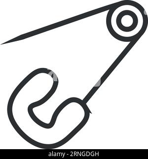 Symbol für Sicherheitsnadellinie. Metallverschluss-Symbol Stock Vektor