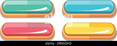 Glänzende Farbtasten. Spieloberfläche. Cartoon-Stil Stock Vektor