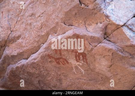 Felsgravuren von Tassili n'Ajjer-Wüste von Tadrart rouge tassili najer in Djanet City Stockfoto