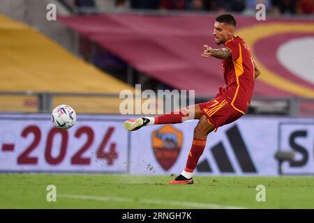 Rom, Italien. September 2023. Lorenzo Pellegrini von AS Roma während des Fußballspiels der Serie A zwischen AS Roma und AC Mailand im Olimpico-Stadion in Rom (Italien), 1. September 2023. Quelle: Insidefoto di andrea staccioli/Alamy Live News Stockfoto