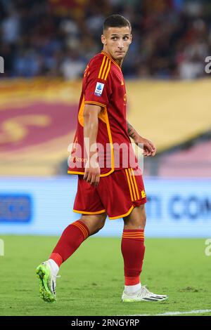 Rom, Italien. September 2023. Während der italienischen Meisterschaft Serie A Fußballspiel zwischen AS Roma und AC Mailand am 1. September 2023 im Stadio Olimpico in Rom, Italien - Foto Federico Proietti/DPPI Credit: DPPI Media/Alamy Live News Stockfoto