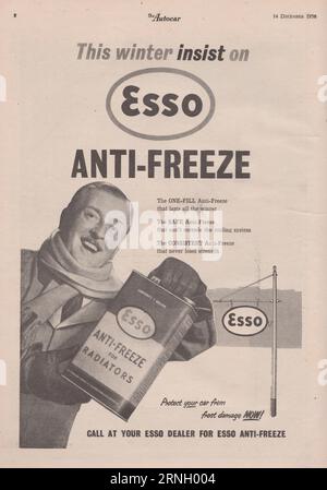 Esso Anti-Freeze für Heizkörper Vintage-Werbung. Stockfoto