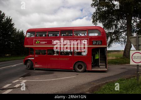 Imberbus 2023, klassischer Bus-Service am 19. August nach Imber Village und anderen Orten in der Salisbury Plain Wiltshire UK Stockfoto