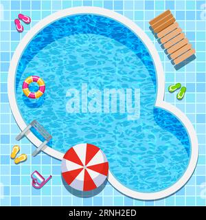 Blick auf den Swimmingpool von oben. Im Sommer draußen. Resortsymbol Stock Vektor