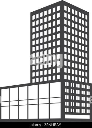 Schwarzes Symbol für Wolkenkratzer. Geschäftsbüro in der Innenstadt Stock Vektor