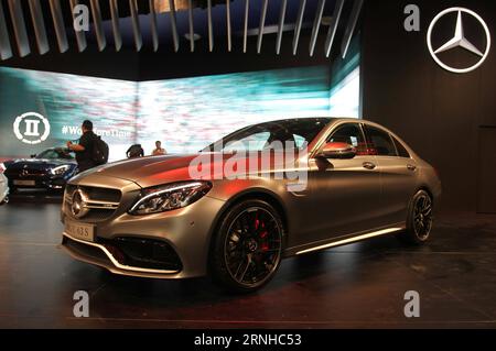 BOGOTA, 8. November 2016 – Ein Mercedes Benz AMG C63 S wird auf der 15. Bogota Auto Show in Bogota, Kolumbien, am 8. November 2016 gezeigt. Sofia Toscano/) (nxl) COLOMBIA-BOGOTA-AUTO SHOW COLPRENSA PUBLICATIONxNOTxINxCHN Bogota 8. November 2016 ein Mercedes Benz AMG C63 S WIRD AUF der 15. Bogota Car Show in Bogota Kolumbien 8. November 2016 Sofia Toscano nxl Colombia Bogota Car Show COLPRENSA PUBLxCHINN ausgestellt Stockfoto