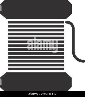 Schwarzes Symbol für Gewindeschieber. Aufgenähte Schnur Stock Vektor