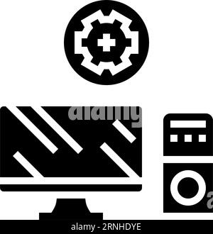 Vektor-Illustration des Glyphensymbols für Computerwartung und Reparatur Stock Vektor