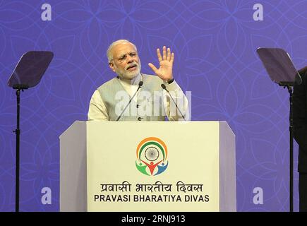 (170109) -- BANGLORE, 8. Januar 2017 -- der indische Premierminister Narendra Modi spricht die 14. Ausgabe von Pravasi Bharatiya Divas (PBD) in Bangalore, Indien, 8. Januar 2017 an. ) (lrz) INDIA-BANGLORE-PRAVASI BHARATIYA DIVAS-PM MODI Stringer PUBLICATIONxNOTxINxCHN Banglore 8. Januar 2017 die indischen Premierminister Narendra Modes adressieren die 14. Ausgabe von Pravasi Bharatiya Divas in Bangalore Indien 8. Januar 2017 lrz India Banglore PravNOasi Bharatiya Stringer Divas MoxBLINNPM MoxBLUxMovas Stockfoto