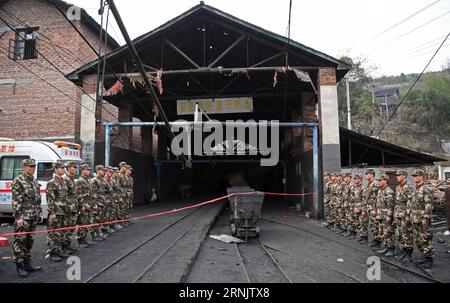 (170214) -- LIANYUAN, 14. Februar 2017 -- die Kohlengrube Zubao, in der eine Explosion stattfand, wird in der Stadt Lianyuan, Provinz Hunan in Zentralchina, 14. Februar 2017 gesehen. Neun Menschen wurden bei einer Explosion in der Kohlemine Zubao in der Stadt Lianyuan in Hunan am Dienstag getötet. (Zkr) CHINA-HUNAN-COAL MINE-BLAST-AFTERMATH (CN) LixGa PUBLICATIONxNOTxINxCHN 170214 Lian Yuan 14. Februar 2017 die Kohlemine, in DER eine Explosion stattfand, sind Seen in DER Stadt Lian Yuan Zentralchina S Hunan Provinz 14. Februar 2017 neun Prominente wurden bei der Explosion in der Kohlemine in der Stadt Lian Yuan Hunan GETÖTET AM Dienstag CCR China Hunan Coal M Stockfoto