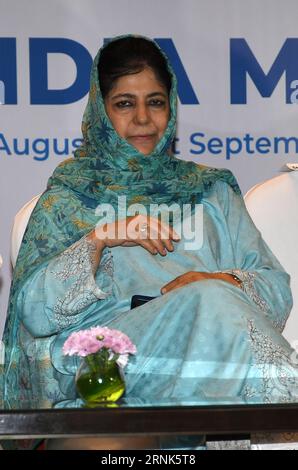 Mumbai, Indien. September 2023. Mehbooba Mufti, ehemaliger Ministerpräsident von Jammu und Kaschmir, wird während der Pressekonferenz der INDISCHEN Allianz in Mumbai gesehen. Die Pressekonferenz schloss mit einem Plan, die National Democratic Alliance (NDA) bei den bevorstehenden Wahlen in Lok Sabha im Jahr 2024 zu übernehmen. Quelle: SOPA Images Limited/Alamy Live News Stockfoto