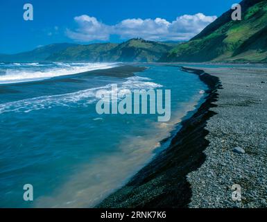 Mündung des Mattole River, King Range National Conservation Area, Lost Coast, Humboldt County, Kalifornien Stockfoto