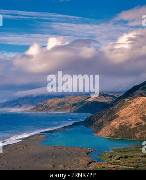 Mündung des Mattole River, Cape Mendocino, King Range National Conservation Area, Lost Coast, Humboldt County, Kalifornien Stockfoto