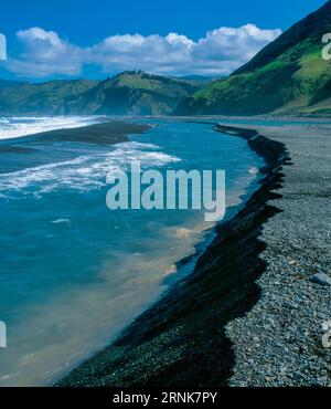 Mündung des Mattole River, King Range National Conservation Area, Lost Coast, Humboldt County, Kalifornien Stockfoto